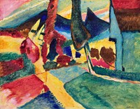 Landscape with Two Poplars (1912) high resolution painting by Wassily Kandinsky. Original from The Art Institute of Chicago. Digitally enhanced by rawpixel.