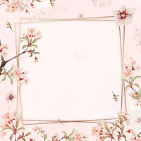 Japanese cherry blossom frame vector, remix from artworks by Megata Morikaga