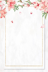 Japanese flower frame vector peach blossom art print, remix from artworks by Megata Morikaga