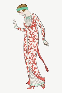 Beautiful woman vector 19th century fashion, remix from artworks by George Barbier