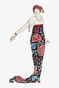 1920s women's fashion psd, remix from artworks by George Barbier