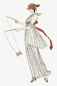 Vintage dress vector 19th century fashion, remix from artworks by George Barbier