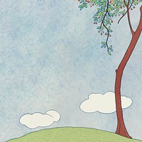 Trees on hill background vector design space, remix from artworks by George Barbier
