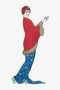 Beautiful woman vector 19th century fashion, remix from artworks by George Barbier