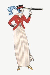 Vintage feminine fashion vector, remix from artworks by George Barbier