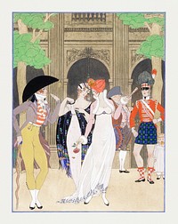 La Merveilleuse au Palais Royal (1921) fashion illustration in high resolution by George Barbier. Original from The Minneapolis Institute of Art. Digitally enhanced by rawpixel.