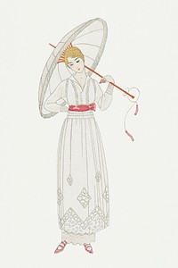 1920s women&#39;s fashion psd, remix from artworks by George Barbier
