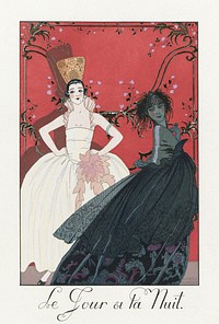 Le Jour et la Nuit (1922) fashion illustration in high resolution by George Barbier. Original from The Rijksmuseum. Digitally enhanced by rawpixel.