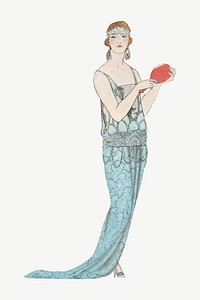 Vintage feminine fashion vector, remix from artworks by George Barbier