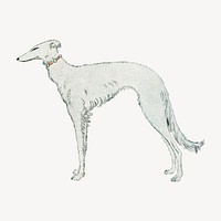 Greyhound dog collage element, George Barbier-inspired vintage artwork psd, remixed by rawpixel