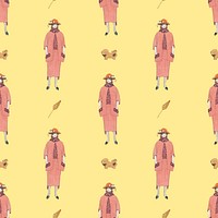 1920s women's fashion pattern vector feminine background, remix from artworks by George Barbier