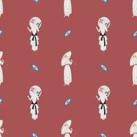 Vintage 1920's fashion pattern vector feminine background, remix from artworks by George Barbier