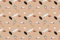 Vintage headwear pattern background vector 1920s women&#39;s fashion, remix from artworks by George Barbier