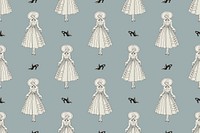 1920's fashion fashion pattern vector feminine background, remix from artworks by George Barbier