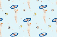 Vintage swimsuit fashion pattern vector feminine background, remix from artworks by George Barbier