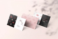 Floral pattern business card in Oriental style, remix from artworks by Zhang Ruoai