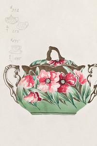 Design for a Sugar Bowl (1880-1910) painting in high resolution by Noritake Factory. Original from The Smithsonian Institution. Digitally enhanced by rawpixel.