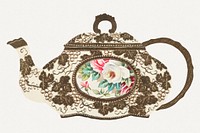 Vintage flowers and leaves psd teapot, remixed from Noritake factory china porcelain tableware design