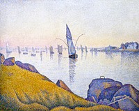 Evening Calm, Concarneau, Opus 220 (Allegro Maestoso) (1891) painting in high resolution by Paul Signac. Original from The MET Museum. Digitally enhanced by rawpixel.