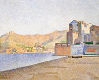 The Town Beach, Collioure, Opus 165 (1887) painting in high resolution by <a href="https://www.rawpixel.com/search/Paul%20Signac?sort=curated&amp;page=1&amp;topic_group=_my_topics">Paul Signac</a>. Original from The MET Museum. Digitally enhanced by rawpixel.