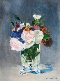 Flowers in a Crystal Vase (c.1882) painting in high resolution by Edouard Manet. Original from National Gallery of Art. Digitally enhanced by rawpixel.