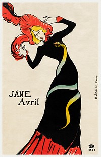 Jane Avril (1899) print in high resolution by <a href="https://www.rawpixel.com/search/Henri%20de%20Toulouse-Lautrec?sort=curated&amp;page=1&amp;topic_group=_my_topics">Henri de Toulouse&ndash;Lautrec</a>. Original from The Sterling and Francine Clark Art Institute. Digitally enhanced by rawpixel.