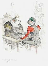 Le b&eacute;zigue (1895) print by <a href="https://www.rawpixel.com/search/Henri%20de%20Toulouse-Lautrec?sort=curated&amp;page=1&amp;topic_group=_my_topics">Henri de Toulouse&ndash;Lautrec</a>.. Original from The Art Institute of Chicago. Digitally enhanced by rawpixel.