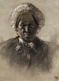 Old Woman (1882) drawing in high resolution by <a href="https://www.rawpixel.com/search/Henri%20de%20Toulouse-Lautrec?sort=curated&amp;page=1&amp;topic_group=_my_topics">Henri de Toulouse&ndash;Lautrec</a>. Original from The Art Institute of Chicago. Digitally enhanced by rawpixel.