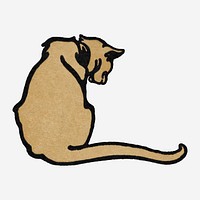 Brown cat vector art print, remixed from artworks by Edward Penfield