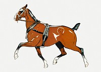 Vintage horse psd illustration, remixed from artworks by Edward Penfield