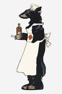Bear vector holding a medicine bottle, remixed from artworks by Edward Penfield