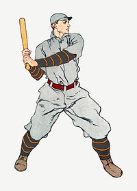 Vintage baseball player vector vintage drawing, remixed from artworks by Edward Penfield