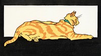 Vintage cat art print, remixed from artworks by Edward Penfield