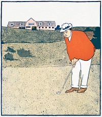 Man playing Golf (ca. 1890&ndash;1907) print in high resolution by <a href="https://www.rawpixel.com/search/Edward%20Penfield?sort=curated&amp;page=1&amp;topic_group=_my_topics">Edward Penfield</a>. Original from The New York Public Library. Digitally enhanced by rawpixel.