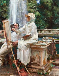 The Fountain, Villa Torlonia, Frascati, Italy (1907) by John Singer Sargent. Original from The Art Institute of Chicago. Digitally enhanced by rawpixel.