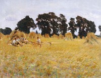 Reapers Resting in a Wheat Field (1885) by<a href="https://www.rawpixel.com/search/John%20Singer%20Sargent?sort=curated&amp;page=1&amp;topic_group=_my_topics"> John Singer Sargent</a>. Original from The MET Museum. Digitally enhanced by rawpixel.