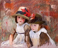 Village Children (1890) by<a href="https://www.rawpixel.com/search/John%20Singer%20Sargent?sort=curated&amp;page=1&amp;topic_group=_my_topics"> John Singer Sargent</a>. Original from Yale University Art Gallery. Digitally enhanced by rawpixel.
