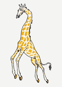 Vintage giraffe illustration vector, remixed from artworks by Moriz Jung