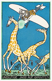 Bloodless Giraffe Hunt (Unblutige Jagd auf Giraffen) (1911) print in high resolution by Moriz Jung. Original from the MET Museum. Digitally enhanced by rawpixel.