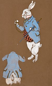 White Rabbit (1915) Costume Design for Alice in Wonderland in high resolution by <a href="https://www.rawpixel.com/search/William%20Penhallow%20Henderson?sort=curated&amp;page=1&amp;topic_group=_my_topics">William Penhallow Henderson</a>. Original from The Smithsonian. Digitally enhanced by rawpixel.