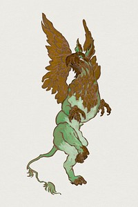 The Gryphon psd from Lewis Carroll&rsquo;s Alice&rsquo;s Adventures in Wonderland, remixed from illustrations by William Penhallow Henderson