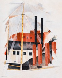Piano Mover&#39;s Holiday (1919) painting in high resolution by Charles Demuth. Original from The Barnes Foundation. Digitally enhanced by rawpixel.