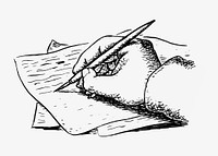 Writing hand vector vintage drawing, remixed from artworks from Leo Gestel