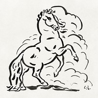 Rearing horse (ca. 1891–1941) drawing in high resolution by Leo Gestel. Original from The Rijksmuseum. Digitally enhanced by rawpixel.