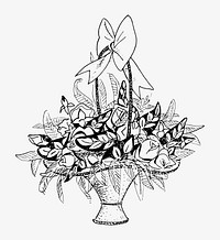 Flower basket vector vintage drawing, remixed from artworks from Leo Gestel