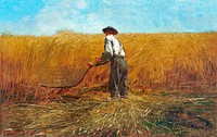 The Veteran in a New Field (1865) by <a href="https://www.rawpixel.com/search/Winslow%20Homer?sort=curated&amp;page=1&amp;topic_group=_my_topics">Winslow Homer</a>. Original from The MET museum. Digitally enhanced by rawpixel.