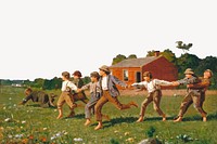 Snap the Whip, Winslow Homer's famous artwork border collage element, famous artwork remixed by rawpixel  psd