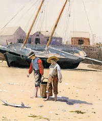 A Basket of Clams (1873) by <a href="https://www.rawpixel.com/search/Winslow%20Homer?sort=curated&amp;page=1&amp;topic_group=_my_topics">Winslow Homer</a>. Original from The MET museum. Digitally enhanced by rawpixel.
