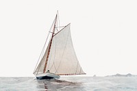 Winslow Homers sailing collage element, watercolor drawing psd, remixed by rawpixel.