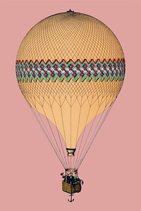 Vintage balloon illustration, traditional air transportation vector, remix from the artwork of Imprimeur E. Pichot